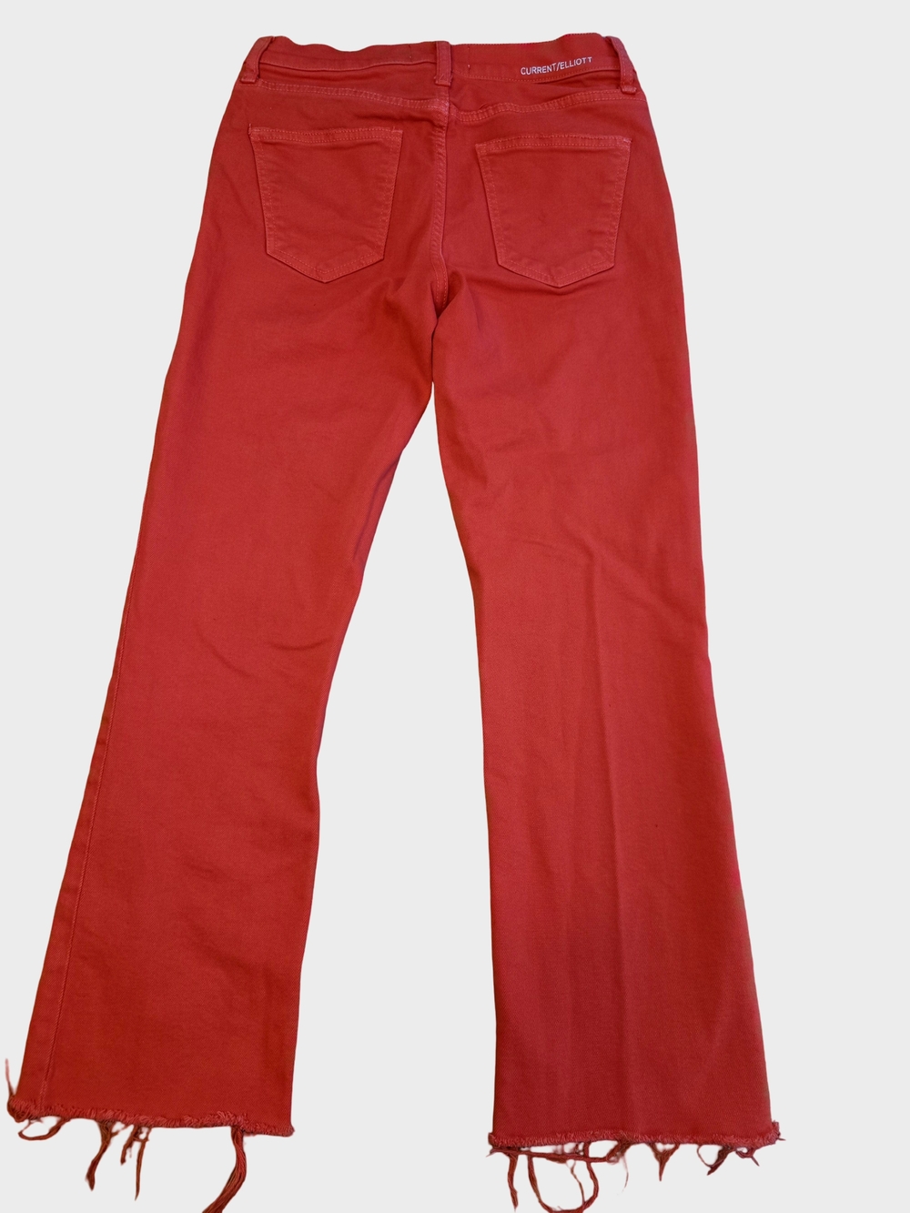 Current/Elliott Orange Jeans with Raw Hem